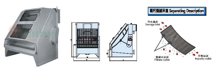 Máy tách rác tinh dạng tĩnh (YU Series) Hãng Yuan Chang và sơ đồ hình dáng của máy.