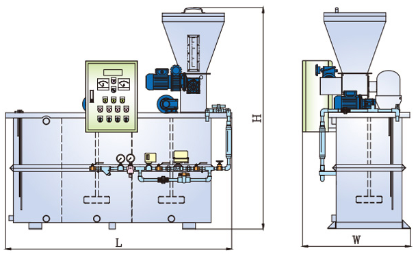 Sơ đồ ngoại vi máy pha chế Polymer 03 bể hoàn toàn tự động (PL3 Series) hãng Yuan Chang